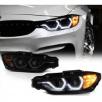 BMW F30 2012-2015 M3 GÖRÜNÜM MERCEKLİ ÇİFT U LED SİYAH FAR SETİ